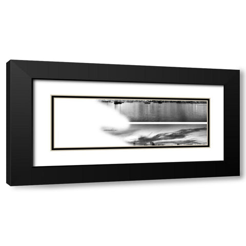 2-Up Sunset Panorama Harbor Black Modern Wood Framed Art Print with Double Matting by Nalbandian, Nish