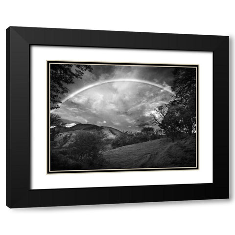 Green Field With Rainbow Black Modern Wood Framed Art Print with Double Matting by Nalbandian, Nish