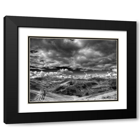 Patchwork Mountains Black Modern Wood Framed Art Print with Double Matting by Nalbandian, Nish