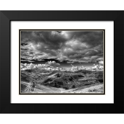 Patchwork Mountains Black Modern Wood Framed Art Print with Double Matting by Nalbandian, Nish