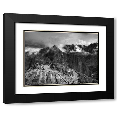 Machu Picchu Black Modern Wood Framed Art Print with Double Matting by Nalbandian, Nish