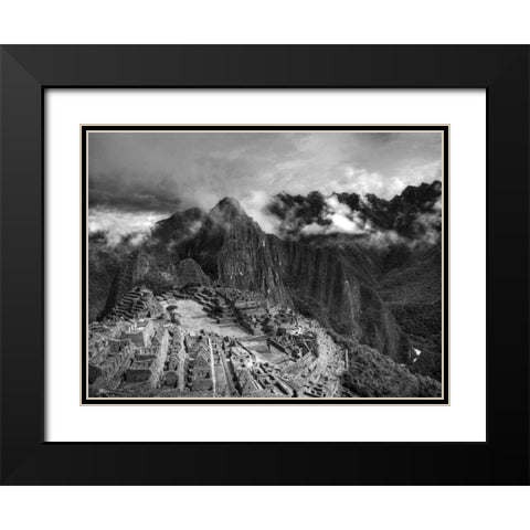 Machu Picchu Black Modern Wood Framed Art Print with Double Matting by Nalbandian, Nish