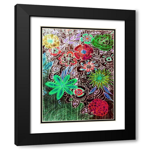 Flower Drift II Black Modern Wood Framed Art Print with Double Matting by Harrington, Danielle