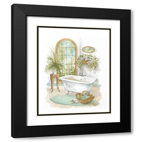 Watercolor Bath in Spa II Black Modern Wood Framed Art Print with Double Matting by Van Dijk, Jerianne