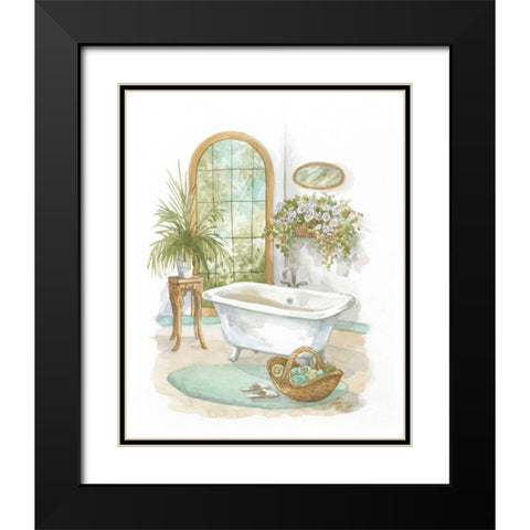 Watercolor Bath in Spa II Black Modern Wood Framed Art Print with Double Matting by Van Dijk, Jerianne