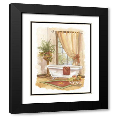 Watercolor Bath in Spice II Black Modern Wood Framed Art Print with Double Matting by Van Dijk, Jerianne