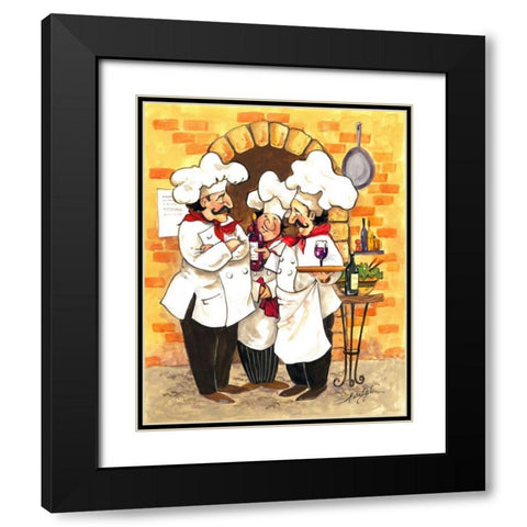 Wine Chefs Black Modern Wood Framed Art Print with Double Matting by Van Dijk, Jerianne