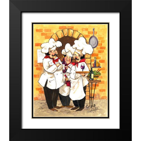 Wine Chefs Black Modern Wood Framed Art Print with Double Matting by Van Dijk, Jerianne