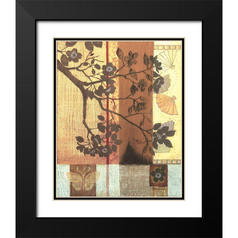 Asian Blossoming Branch Black Modern Wood Framed Art Print with Double Matting by Russell, Wendy