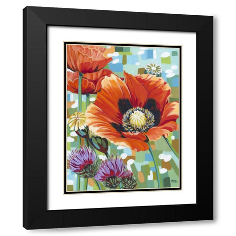 Vivid Poppies II Black Modern Wood Framed Art Print with Double Matting by Vitaletti, Carolee