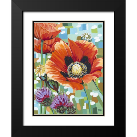 Vivid Poppies II Black Modern Wood Framed Art Print with Double Matting by Vitaletti, Carolee