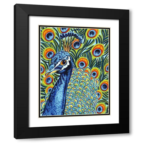 Plumed Peacock I Black Modern Wood Framed Art Print with Double Matting by Vitaletti, Carolee