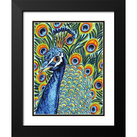 Plumed Peacock I Black Modern Wood Framed Art Print with Double Matting by Vitaletti, Carolee