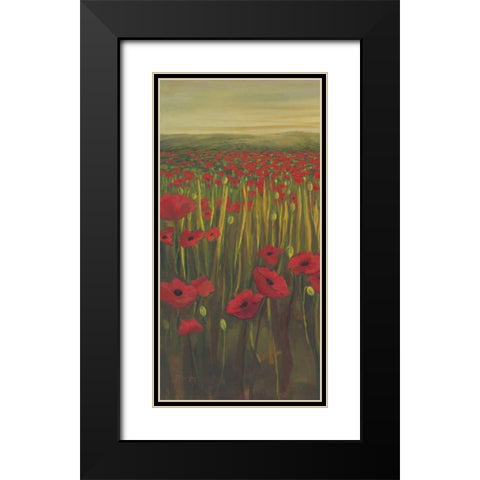 Red Poppies in Field I Black Modern Wood Framed Art Print with Double Matting by Joy, Julie