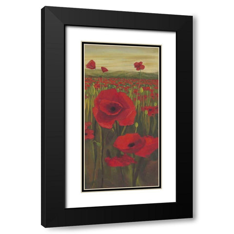 Red Poppies in Field II Black Modern Wood Framed Art Print with Double Matting by Joy, Julie