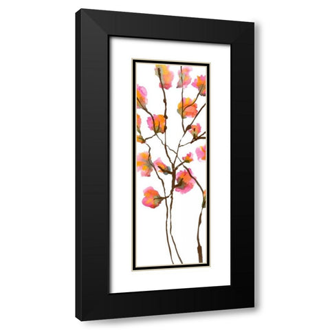 Inky Blossoms I Black Modern Wood Framed Art Print with Double Matting by Velasquez, Deborah
