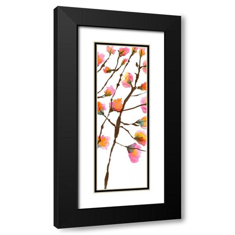 Inky Blossoms II Black Modern Wood Framed Art Print with Double Matting by Velasquez, Deborah