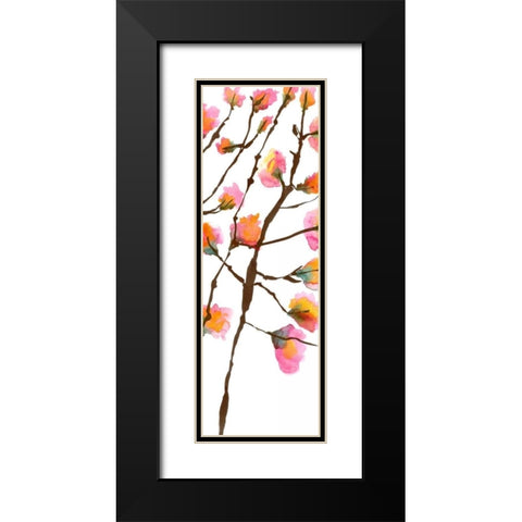 Inky Blossoms II Black Modern Wood Framed Art Print with Double Matting by Velasquez, Deborah