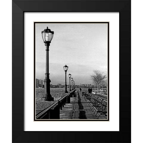Battery Park City III Black Modern Wood Framed Art Print with Double Matting by Pica, Jeff