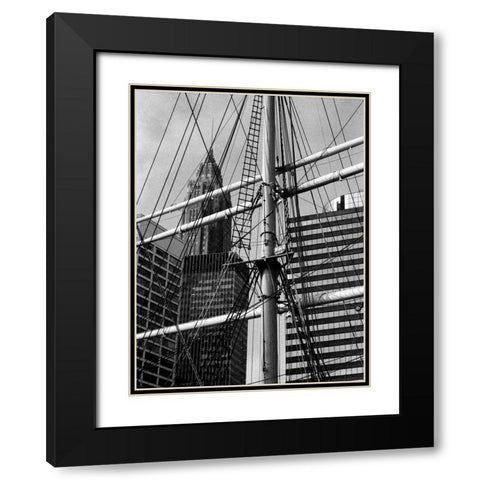 South Street Seaport II Black Modern Wood Framed Art Print with Double Matting by Pica, Jeff