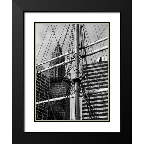 South Street Seaport II Black Modern Wood Framed Art Print with Double Matting by Pica, Jeff