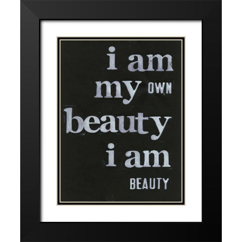 Be Beautiful I Black Modern Wood Framed Art Print with Double Matting by Velasquez, Deborah