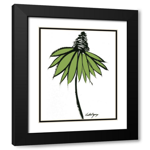 Graphic Cone Flower II Black Modern Wood Framed Art Print with Double Matting by Velasquez, Deborah