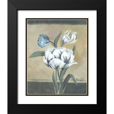 White Tulips I Black Modern Wood Framed Art Print with Double Matting by Cohen, Marietta