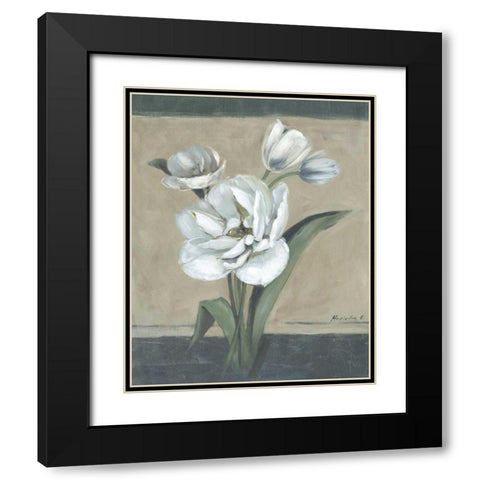 White Tulips II Black Modern Wood Framed Art Print with Double Matting by Cohen, Marietta