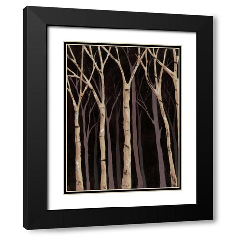 Midnight Birches I Black Modern Wood Framed Art Print with Double Matting by Reynolds, Jade