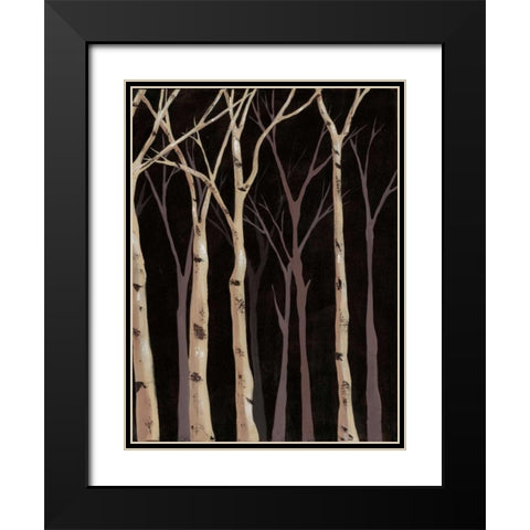 Midnight Birches II Black Modern Wood Framed Art Print with Double Matting by Reynolds, Jade