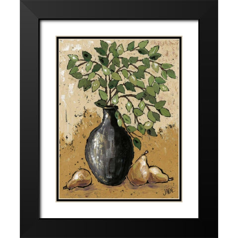 Leaves and Pears Black Modern Wood Framed Art Print with Double Matting by Reynolds, Jade