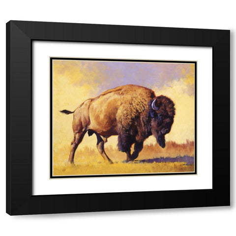 Tatanka Black Modern Wood Framed Art Print with Double Matting by Chapman, Julie T.