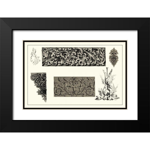 Baroque Details V Black Modern Wood Framed Art Print with Double Matting by Vision Studio