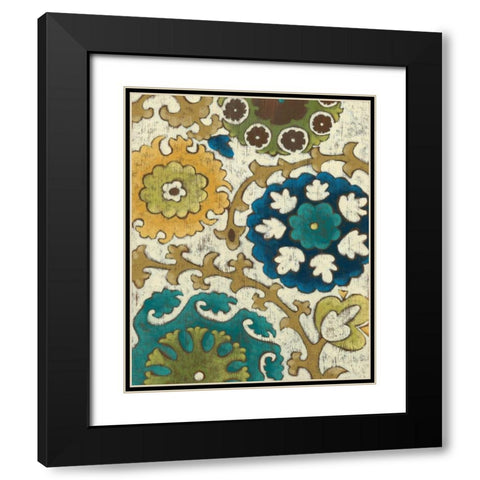 Suzani Song V Black Modern Wood Framed Art Print with Double Matting by Zarris, Chariklia
