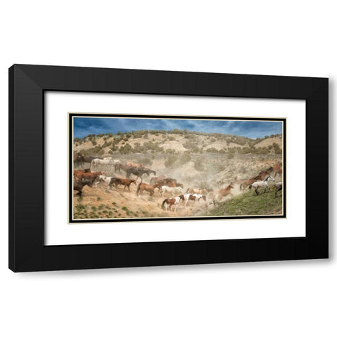 Moving the Herd Black Modern Wood Framed Art Print with Double Matting by PHBurchett