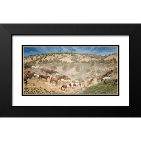 Moving the Herd Black Modern Wood Framed Art Print with Double Matting by PHBurchett