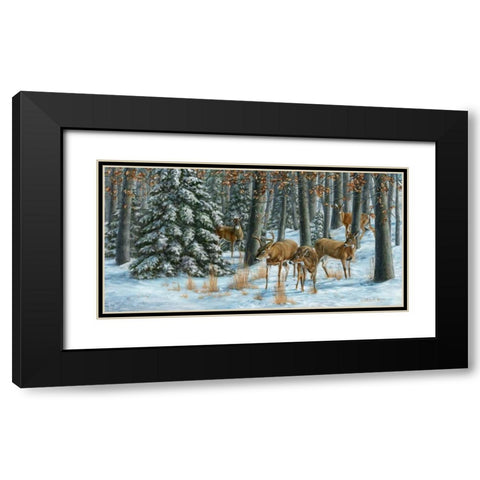 Winter Gathering Black Modern Wood Framed Art Print with Double Matting by Mock, Carolyn