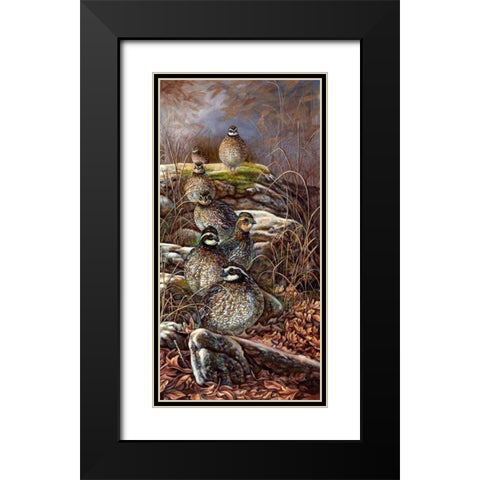 Quail Trail Black Modern Wood Framed Art Print with Double Matting by Mock, Carolyn