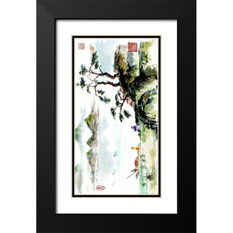 The Greeting Black Modern Wood Framed Art Print with Double Matting by Rae, Nan