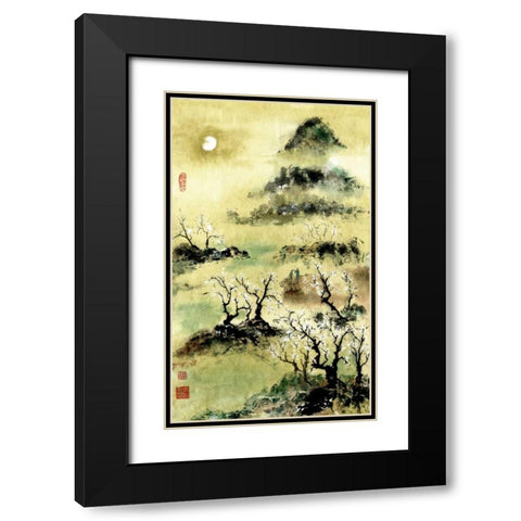 Viewing Plum Blossoms in Moonlight Black Modern Wood Framed Art Print with Double Matting by Rae, Nan