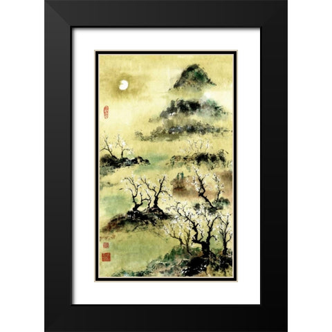 Viewing Plum Blossoms in Moonlight Black Modern Wood Framed Art Print with Double Matting by Rae, Nan