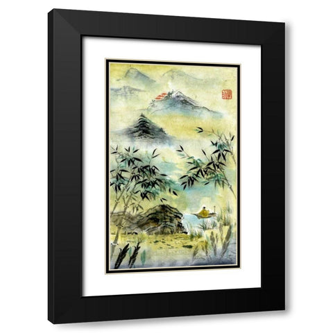 Having Visited Qui Baishi Black Modern Wood Framed Art Print with Double Matting by Rae, Nan