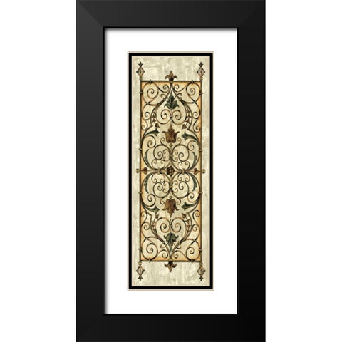 Crackled Verdigirs Panel II Black Modern Wood Framed Art Print with Double Matting by Vision Studio