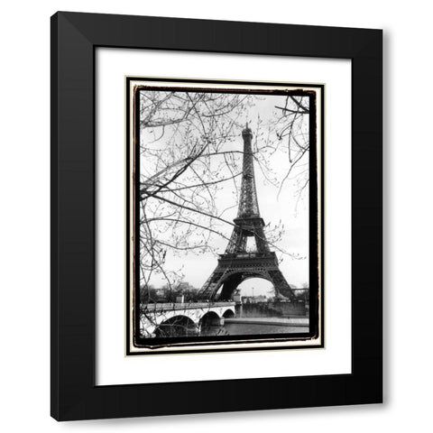 Eiffel Tower Along The Seine River Black Modern Wood Framed Art Print with Double Matting by DeNardo, Laura