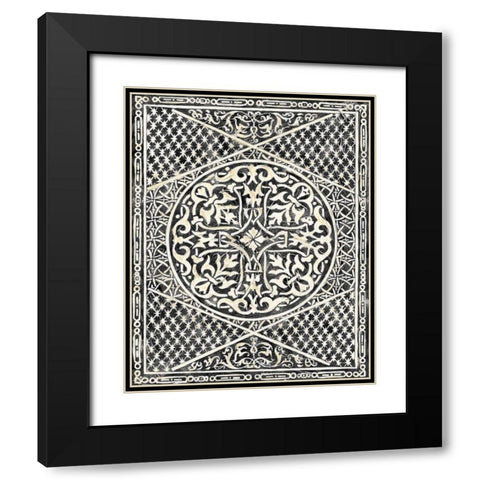 Woodcut in Black I Black Modern Wood Framed Art Print with Double Matting by Zarris, Chariklia