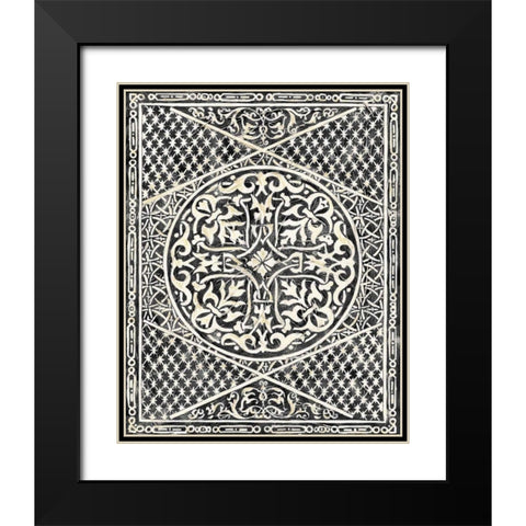 Woodcut in Black I Black Modern Wood Framed Art Print with Double Matting by Zarris, Chariklia