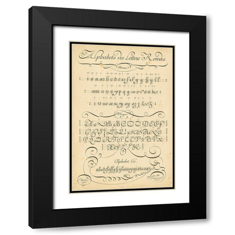 Alphabet Sampler I Black Modern Wood Framed Art Print with Double Matting by Diderot, Denis