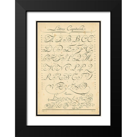 Alphabet Sampler IV Black Modern Wood Framed Art Print with Double Matting by Diderot, Denis