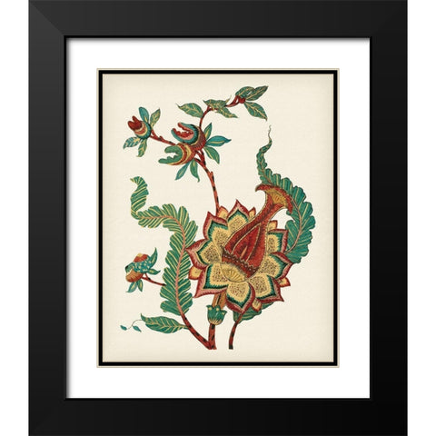 Jacobean Floral I Black Modern Wood Framed Art Print with Double Matting by Vision Studio